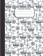 Composition Notebook: Black Cute Sea Sailor Doodle Pattern: College Ruled School Notebooks, Composition Notebook, Subject Daily Journal Note