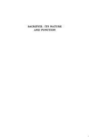 Sacrifice: Its Nature and Functions